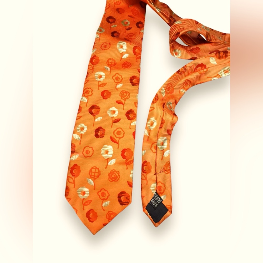 Bruno, Gabrielli men’s silk floral orange pumpkin tie